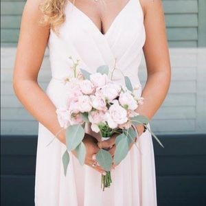 Lulu’s blush pink floor length bridesmaid dress